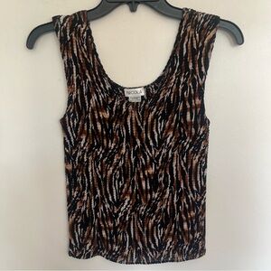 Women’s Nicola Tiger Striped Popcorn Stretch Tank Top Size Medium Brown & Black